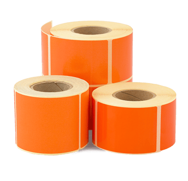 3 rolls of blank orange stock labels